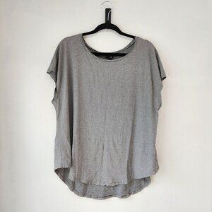 Lisa Bayne Black White Striped Short Sleeve Shirt Lagenlook Stretch Women's L